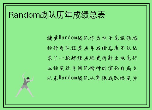 Random战队历年成绩总表